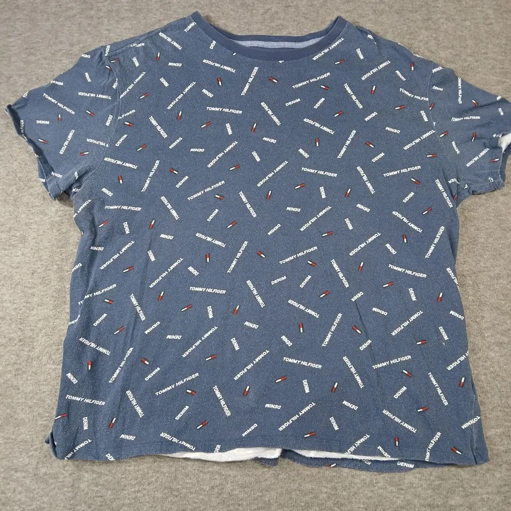 Tommy Hilfiger Denim Men's Short Sleeve Blue Large Crew Neck